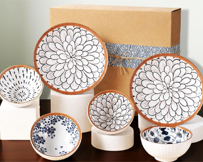 Ceramic Dinner Set with Plates & Bowls | 2 Plate & 4 Bowls Crockery Set for Indian Dining Table