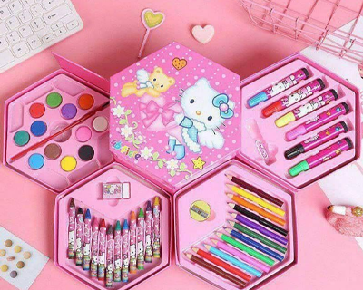 46 Pcs Art & Painting Color Kit, Stationery Drawing Art Set for Kids & Adults, Box With Colour Pencil
