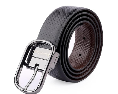 Men's Reversible Classic Dress Belt Italian Top Grain Genuine Leather Black