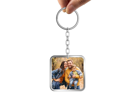 Personalized Double Sided Metal Keychain | Custom Photo Printed Keyring for Couples