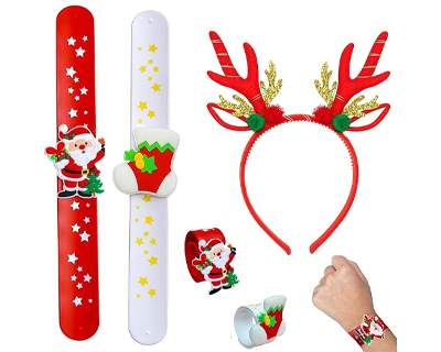 Kidology Christmas Slap Bands for Kids – Festive Silicone Wristbands with Santa, Reindeer & Christmas Tree Designs | Fun Party Favors & Return Gifts