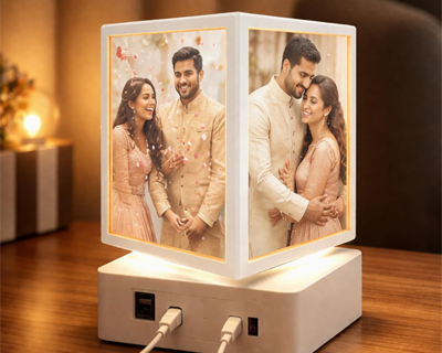 Customized Rotating Photo Cube with Dual USB Charger