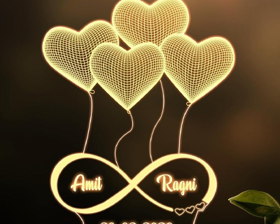 anniversary Gift for Wife - 3D Illusion Heart Lamp