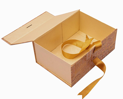 Boxotica Golden Floral Small Gift Box – Foldable Rigid Hamper with Ribbon & Greeting Card