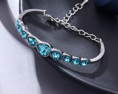 Bracelet for Women and Girls A5 High Grade Crystal Bracelets for women | SIlver Toned Valentine Special Heart Bracelet | Birthday Gift For girls and women