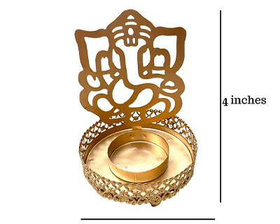 Sow and Grow Golden Shadow Metal Tea Light Holder Diya with Tealight
