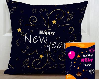 Chocolate Combo New Year Gift for Girlfriend, Boyfriend,Husband,Wife,Parents & Friends Printed Cushion Cover with Filler, Coffee Mug, Chocolate and Greeting Card