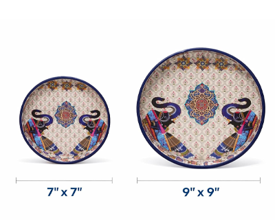 Round Wooden Serving Tray Set of 2