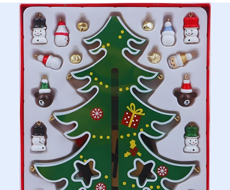 Wooden Christmas Tree Ornaments with Handing Figurines for Holiday Christmas Party Tabletop Decoration