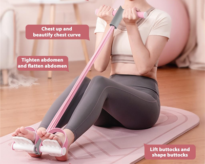 Fitness Tension Rope with Wider Pedal, 6-Tube Elastic Yoga Pedal Puller Resistance Band, Pull Reducer Training Bands