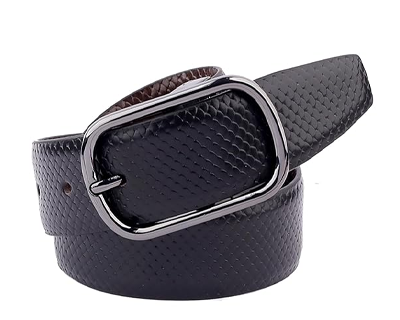 Men's Reversible Classic Dress Belt Italian Top Grain Genuine Leather Black