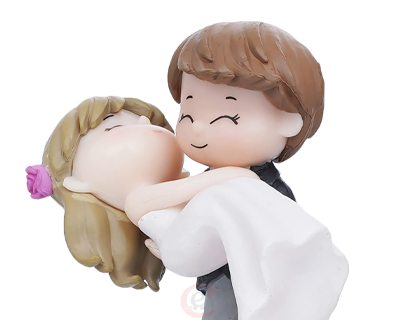 Plastic Bride Kissing Groom Romantic Couple Statue Decorative Showpiece Valentine Gift