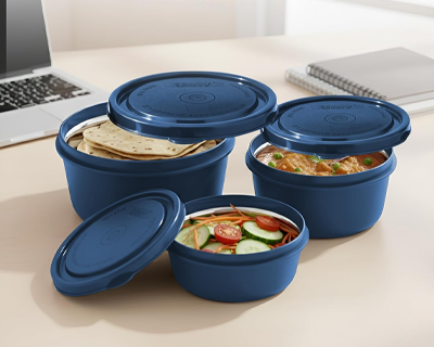 Unify 3 Pieces Stainless Steel Lunch Box | Microwave Safe Leak-Proof Food Storage Containers with Lids for Office, School, Kitchen