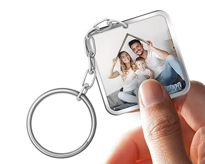 Personalized Double Sided Metal Keychain | Custom Photo Printed Keyring for Couples