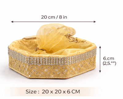 Vayu Art & Crafts Octagonal Shape Decorated Net Hamper Gift Basket Combo/Pack of 5, Diwali Gift Hamper, Festival Gift