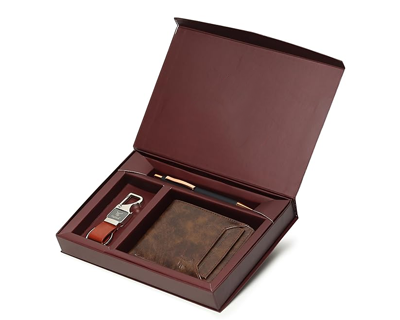 Pen & Keychain Gift Set for Men | Luxury Leather Slim Wallet with Executive Pen & Stylish Key Holder