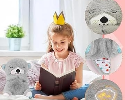 Breathing Teddy Toy with Soft Music and Light, Calming Stuffed Animal with Gentle Breathing Motion for Relaxation, Sleep Comfort, Stress Relief and Bedtime Companion for All Ages