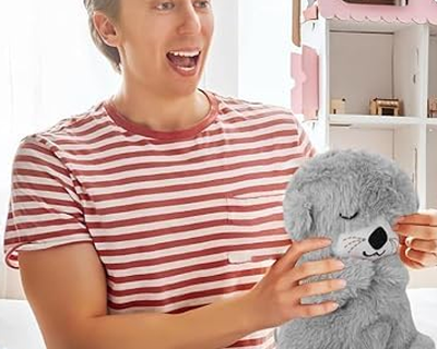 Breathing Teddy Toy with Soft Music and Light, Calming Stuffed Animal with Gentle Breathing Motion for Relaxation, Sleep Comfort, Stress Relief and Bedtime Companion for All Ages