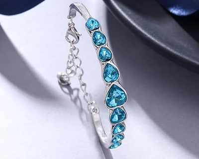 Bracelet for Women and Girls A5 High Grade Crystal Bracelets for women | SIlver Toned Valentine Special Heart Bracelet | Birthday Gift For girls and women
