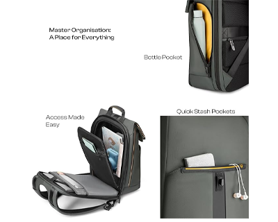 Unisex backpack for Work and Travel | Premium Fabric and Water Resistant |Flat-Open design compartment with Laptop