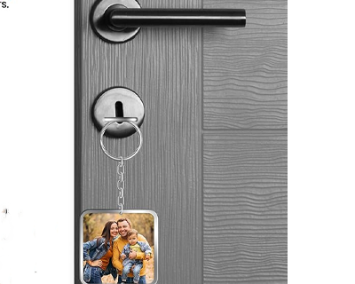 Personalized Double Sided Metal Keychain | Custom Photo Printed Keyring for Couples