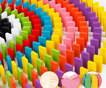 120 Pcs 12 Color Wooden Dominos Blocks Set, for Kids Board Game Educational Play Toy, Domino Racing Toy Game
