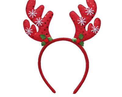 Red Christmas Headband Glitter Reindeer Antlers Design Hair Band | Deer Horn Hairband for Party Birthday | Xmas Gift for Children Girls | Christmas Decorations Items