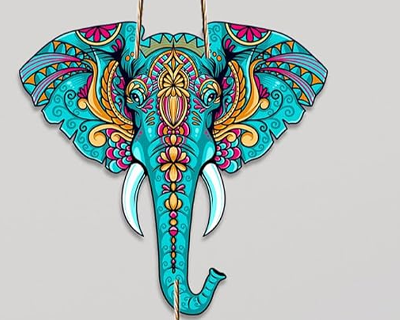 Designer Elephant Wooden Wall Hanging For Luck Properity For Home Decoration