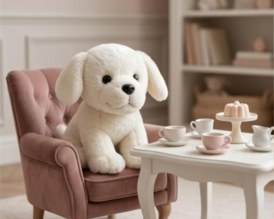 White Fur Dog Stuffed Plush Toy – Soft Premium Puppy Gift for Kids