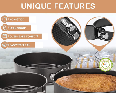 PureBake Premium Sgs Certified Cake Baking Combo 4 Baking Set Includes Round Cake Tin