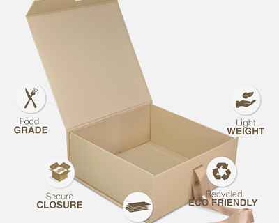 MEDIUM Gift Box for Packaging 26 x 26 x 10 cm, Decorative Gift Packing Box with Floral Foil Design