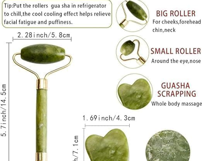 Facial Massager Jade Roller & Gua Sha Tool Natural Himalayan Stone For Face Neck Healing Skin Wrinkles