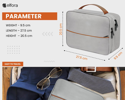 Elfora Double Layer Gadget Organizer Bag | Travel Case for Cables, Charger, Power Bank, Hard Disk & Electronics Accessories