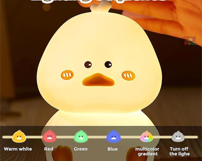 Silicone Duck Night Light for Kids – Rechargeable Touch Led Lamp | Color Changing, Soft Bedside Light