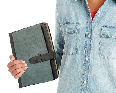AccuPrints A5 Diary Grey Green Hard Bound Size 5.8 x 8.3 inches Notebook Diary Canvas Cover with Belt Lock Pages 200 for Office