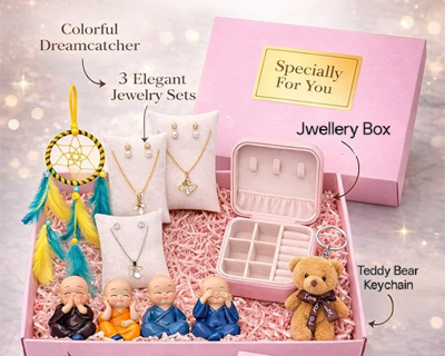 Premium Gift Set Hamper for Mother Day, Girls,Women,Best Friend,Sister,Wife,Girlfriend Birthday Anniversary items Dream Catcher Cute Buddha Monks set