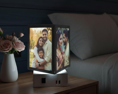 Customized Rotating Photo Cube with Dual USB Charger