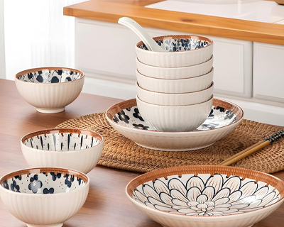 Ceramic Dinner Set with Plates & Bowls | 2 Plate & 4 Bowls Crockery Set for Indian Dining Table