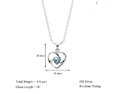 Sterling Silver Heart Pendant Necklace | with or Without Chain & Bracelet | Gift for Women and Girls
