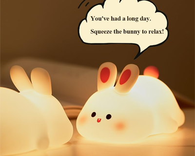 Kids Cute Little Rabbit Touch Silicone Night Lamp