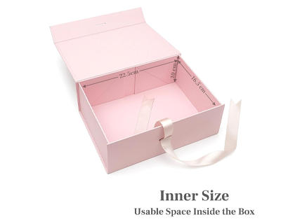 Pink Small Gift Box – Foldable Rigid Hamper with Ribbon & Greeting Card