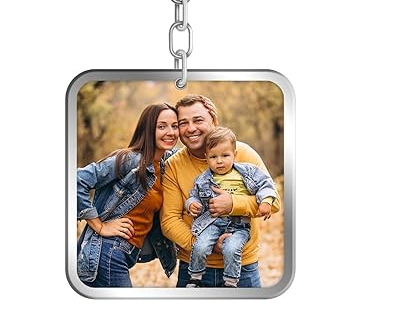 Personalized Double Sided Metal Keychain | Custom Photo Printed Keyring for Couples