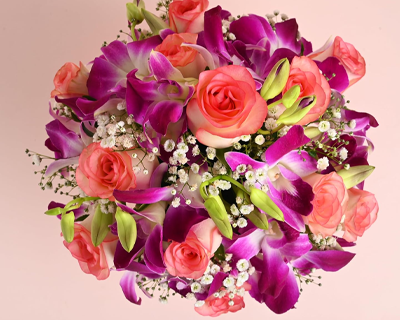 FlowerAura Premium Fresh Live Flower Bouquet of 12 Pink Roses