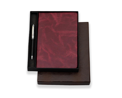 amazon basics A5 Journal/Notebook/Diary With Ribbon Bookmark & Metal Roller Ballpen | Gift Set For Corporate And Personal Occasion