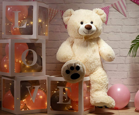 4 Feet Cream Giant Teddy Bear Soft, Plush, And Cuddly Stuffed Animal For Kids, Birthdays, Anniversaries, Valentine'S Day, And Special Occasions Large Huggable