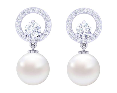Sterling Silver Swiss Zirconia Pearl Earrings | Gift for Women and Girls