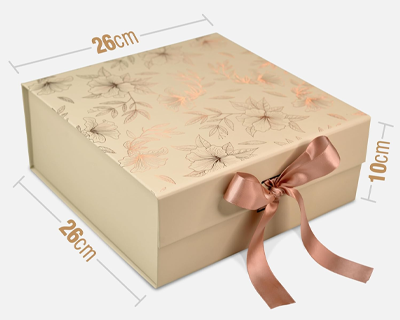 MEDIUM Gift Box for Packaging 26 x 26 x 10 cm, Decorative Gift Packing Box with Floral Foil Design
