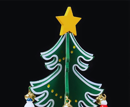 Wooden Christmas Tree Ornaments with Handing Figurines for Holiday Christmas Party Tabletop Decoration
