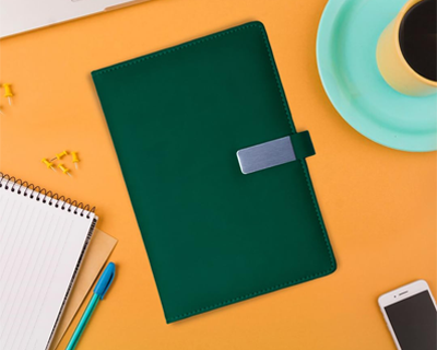 4 in 1 Diary with Pen, Card Holder and Metal Keychain Gift Set for Men and Women, Leather Notebook Diaries Combo Gift for Doctor, Husband, Father, New Year Corporate Gift for Employee (Green)