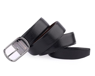 Men's Reversible Classic Dress Belt Italian Top Grain Genuine Leather Black